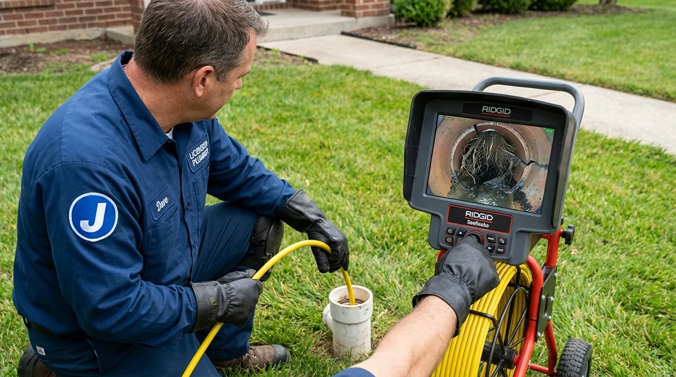 Sewer camera inspection being performed by Johns Plumbing LLC in Danville