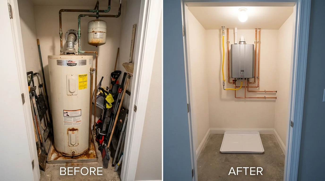 Tank water heater versus wall-mounted tankless unit comparison for Danville, AL homeowners