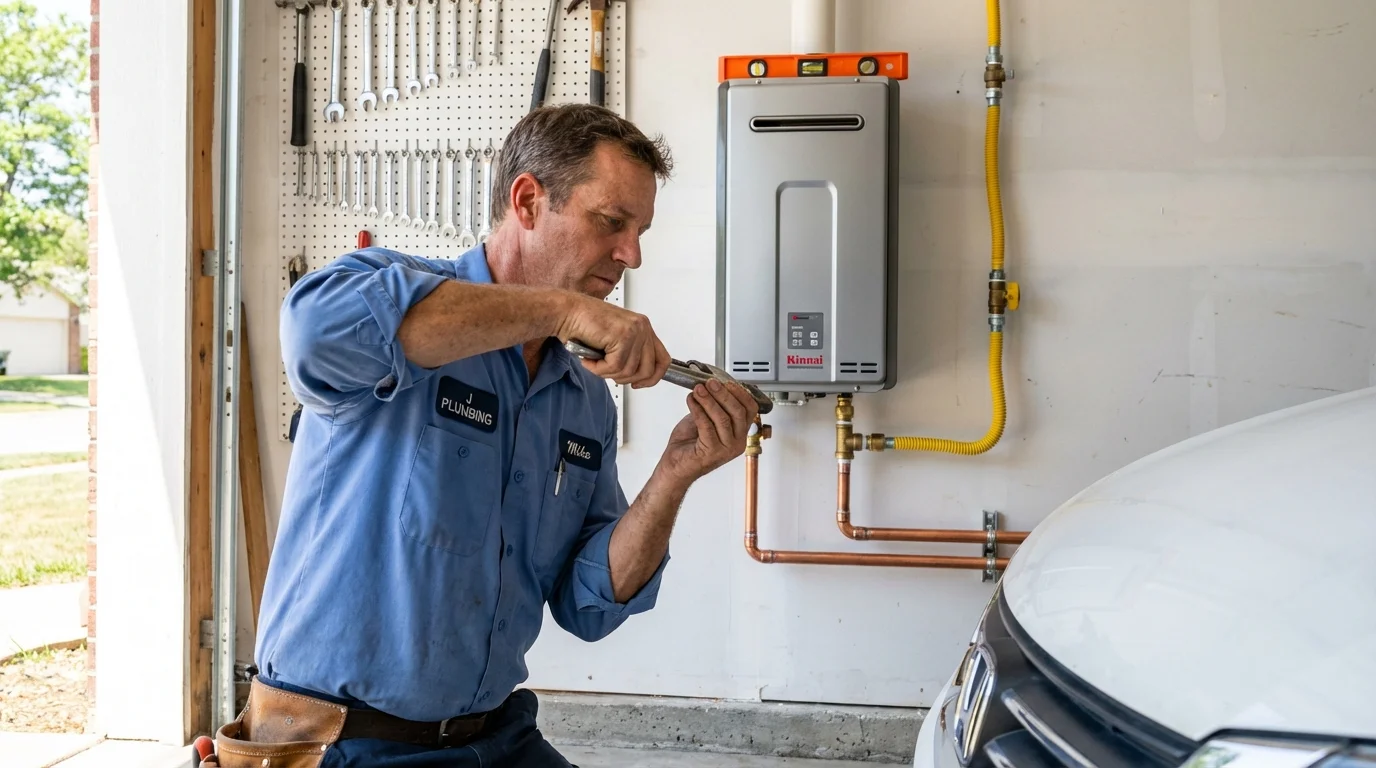 Tankless water heater installation by a Johns Plumbing LLC plumber in Danville